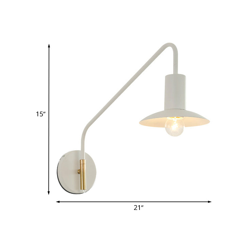Wide Flare Bedroom Wall Lighting Fixture Metallic 1-Light Modernism Sconce Light in White Clearhalo 'Cast Iron' 'Glass' 'Industrial' 'Modern wall lights' 'Modern' 'Tiffany' 'Traditional wall lights' 'Wall Lamps & Sconces' 'Wall Lights' Lighting' 734550
