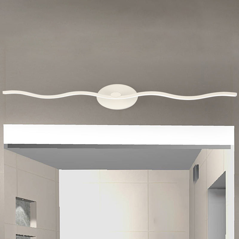 18"/26.5" L White Wave Vanity Light Fixture Simplicity LED Acrylic Wall Sconce Lighting for Bathroom Clearhalo 'Modern wall lights' 'Modern' 'Vanity Lights' 'Wall Lights' Lighting' 734586