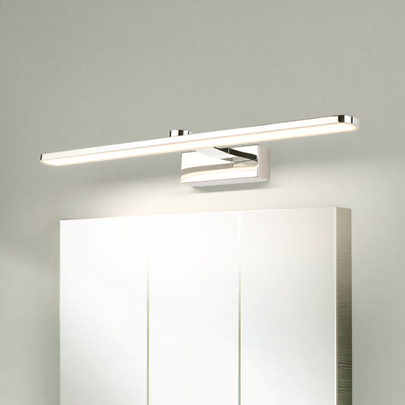 Elongated Acrylic Vanity Lighting Simple Style 16"/17"/23" L LED White Finish Wall Light Sconce for Bathroom in Warm/White Light Clearhalo 'Modern wall lights' 'Modern' 'Vanity Lights' 'Wall Lights' Lighting' 734592