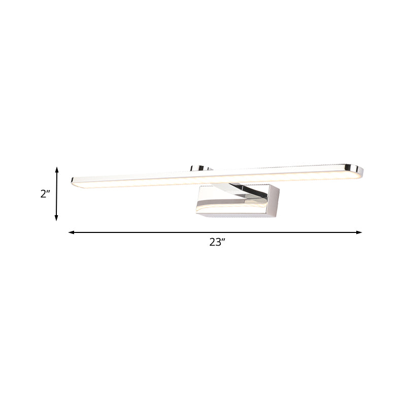 Elongated Acrylic Vanity Lighting Simple Style 16"/17"/23" L LED White Finish Wall Light Sconce for Bathroom in Warm/White Light Clearhalo 'Modern wall lights' 'Modern' 'Vanity Lights' 'Wall Lights' Lighting' 734596