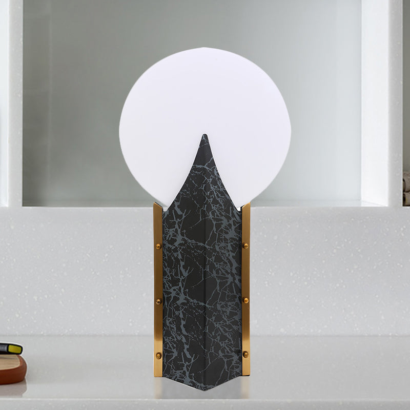 Round Panel Acrylic Nightstand Light Modern 1 Light Black Creative Table Lamp with Stainless Steel Base Black Clearhalo 'Lamps' 'Table Lamps' Lighting' 734619