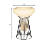 Black Hourglass Cage Night Table Lighting Contemporary 1-Light Iron Desk Lamp for Bedside Clearhalo 'Lamps' 'Table Lamps' Lighting' 734633