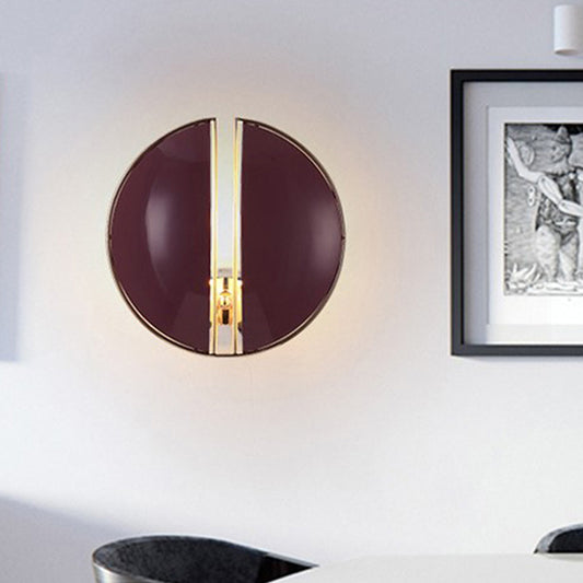Spaced Dome Hallway Wall Sconce Light Metal 1-Light Contemporary Wall Mounted Lamp Fixture in Purple Purple Clearhalo 'Cast Iron' 'Glass' 'Industrial' 'Modern wall lights' 'Modern' 'Tiffany' 'Traditional wall lights' 'Wall Lamps & Sconces' 'Wall Lights' Lighting' 734704
