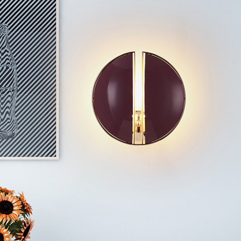Spaced Dome Hallway Wall Sconce Light Metal 1-Light Contemporary Wall Mounted Lamp Fixture in Purple Clearhalo 'Cast Iron' 'Glass' 'Industrial' 'Modern wall lights' 'Modern' 'Tiffany' 'Traditional wall lights' 'Wall Lamps & Sconces' 'Wall Lights' Lighting' 734705