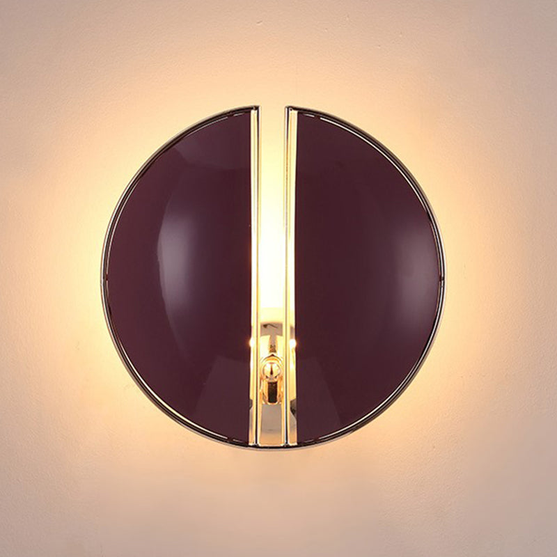 Spaced Dome Hallway Wall Sconce Light Metal 1-Light Contemporary Wall Mounted Lamp Fixture in Purple Clearhalo 'Cast Iron' 'Glass' 'Industrial' 'Modern wall lights' 'Modern' 'Tiffany' 'Traditional wall lights' 'Wall Lamps & Sconces' 'Wall Lights' Lighting' 734706