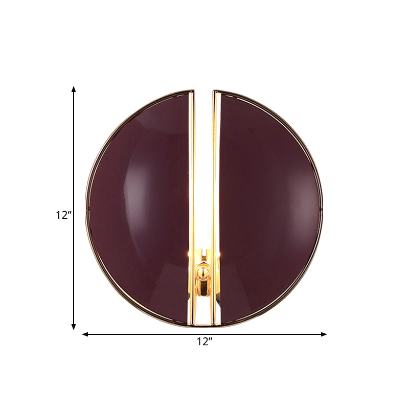 Spaced Dome Hallway Wall Sconce Light Metal 1-Light Contemporary Wall Mounted Lamp Fixture in Purple Clearhalo 'Cast Iron' 'Glass' 'Industrial' 'Modern wall lights' 'Modern' 'Tiffany' 'Traditional wall lights' 'Wall Lamps & Sconces' 'Wall Lights' Lighting' 734708