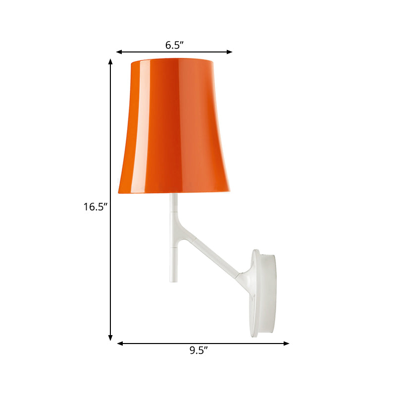 Orange and White Barrel Wall Mount Light Modernism 1 Head Metallic Sconce Lamp for Living Room Clearhalo 'Cast Iron' 'Glass' 'Industrial' 'Modern wall lights' 'Modern' 'Tiffany' 'Traditional wall lights' 'Wall Lamps & Sconces' 'Wall Lights' Lighting' 734713