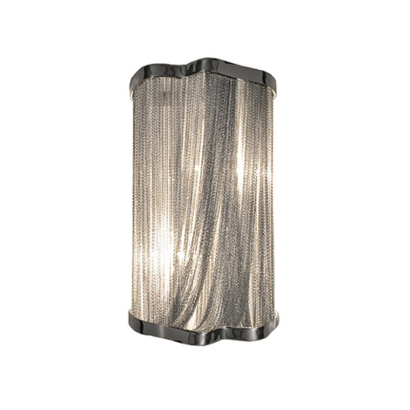 Tassels Aluminum Flush Wall Sconce Contemporary 1-Light Silver Finish Wall Mounted Light Clearhalo 'Cast Iron' 'Glass' 'Industrial' 'Modern wall lights' 'Modern' 'Tiffany' 'Traditional wall lights' 'Wall Lamps & Sconces' 'Wall Lights' Lighting' 734717