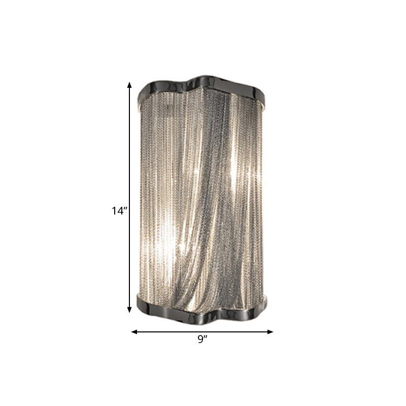 Tassels Aluminum Flush Wall Sconce Contemporary 1-Light Silver Finish Wall Mounted Light Clearhalo 'Cast Iron' 'Glass' 'Industrial' 'Modern wall lights' 'Modern' 'Tiffany' 'Traditional wall lights' 'Wall Lamps & Sconces' 'Wall Lights' Lighting' 734718