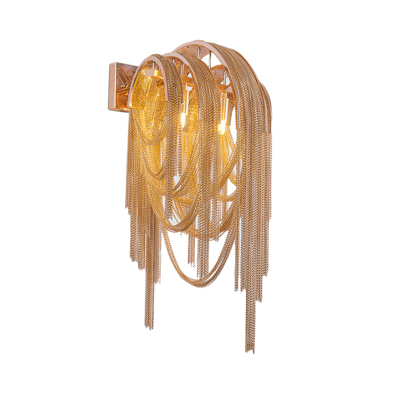 Gold Finish Tassels Wall Sconce Lighting Modernist 2 Heads Aluminum LED Wall Mount Lamp Clearhalo 'Cast Iron' 'Glass' 'Industrial' 'Modern wall lights' 'Modern' 'Tiffany' 'Traditional wall lights' 'Wall Lamps & Sconces' 'Wall Lights' Lighting' 734722
