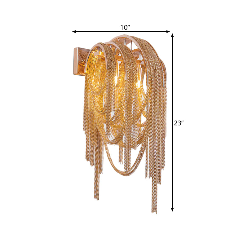 Gold Finish Tassels Wall Sconce Lighting Modernist 2 Heads Aluminum LED Wall Mount Lamp Clearhalo 'Cast Iron' 'Glass' 'Industrial' 'Modern wall lights' 'Modern' 'Tiffany' 'Traditional wall lights' 'Wall Lamps & Sconces' 'Wall Lights' Lighting' 734723