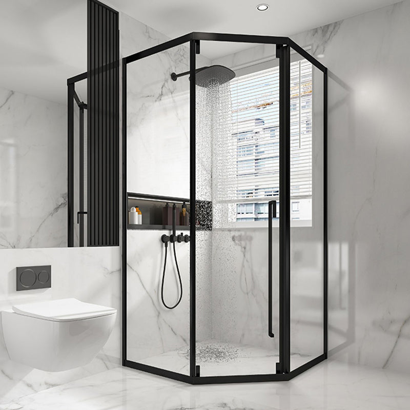 Satin Black Frame Shower Bath Door Transparent Tempered Shower Door Left Clearhalo 'Bathroom Remodel & Bathroom Fixtures' 'Home Improvement' 'home_improvement' 'home_improvement_shower_tub_doors' 'Shower and Tub Doors' 'shower_tub_doors' 'Showers & Bathtubs' 7347254