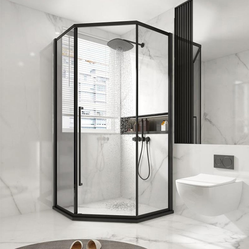 Satin Black Frame Shower Bath Door Transparent Tempered Shower Door Right Clearhalo 'Bathroom Remodel & Bathroom Fixtures' 'Home Improvement' 'home_improvement' 'home_improvement_shower_tub_doors' 'Shower and Tub Doors' 'shower_tub_doors' 'Showers & Bathtubs' 7347255