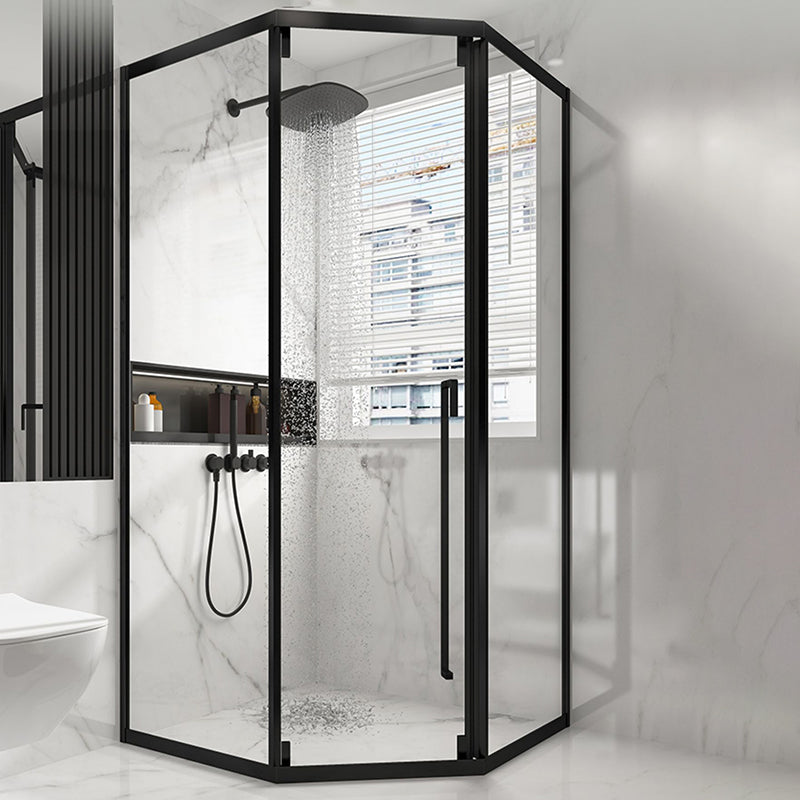 Satin Black Frame Shower Bath Door Transparent Tempered Shower Door Clearhalo 'Bathroom Remodel & Bathroom Fixtures' 'Home Improvement' 'home_improvement' 'home_improvement_shower_tub_doors' 'Shower and Tub Doors' 'shower_tub_doors' 'Showers & Bathtubs' 7347258