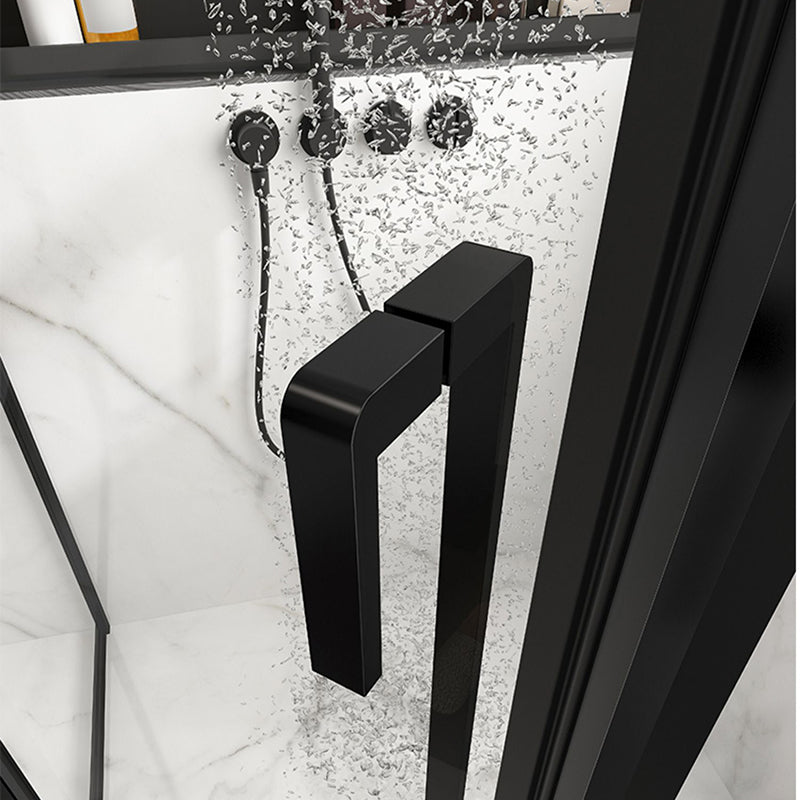 Satin Black Frame Shower Bath Door Transparent Tempered Shower Door Clearhalo 'Bathroom Remodel & Bathroom Fixtures' 'Home Improvement' 'home_improvement' 'home_improvement_shower_tub_doors' 'Shower and Tub Doors' 'shower_tub_doors' 'Showers & Bathtubs' 7347262