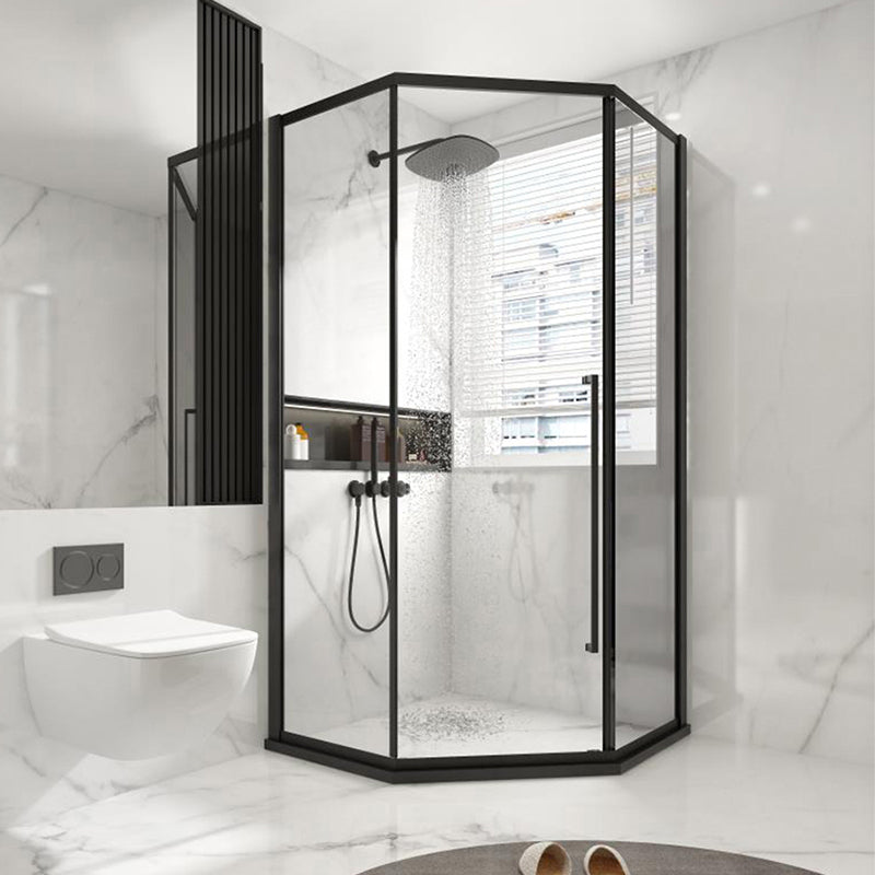 Satin Black Frame Shower Bath Door Transparent Tempered Shower Door 47.2"L x 39.3"W x 78.7"H Left Clearhalo 'Bathroom Remodel & Bathroom Fixtures' 'Home Improvement' 'home_improvement' 'home_improvement_shower_tub_doors' 'Shower and Tub Doors' 'shower_tub_doors' 'Showers & Bathtubs' 7347264