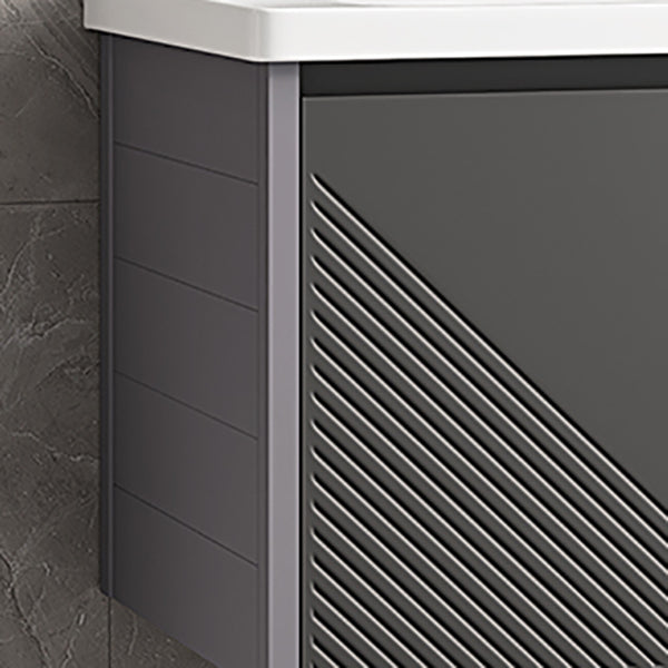 Modern Gray Metal Base Vanity Single-Sink Rectangular Wall Mount Vanity Set Clearhalo 'Bathroom Remodel & Bathroom Fixtures' 'Bathroom Vanities' 'bathroom_vanities' 'Home Improvement' 'home_improvement' 'home_improvement_bathroom_vanities' 7347459