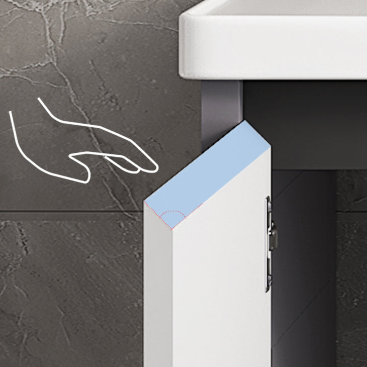 Modern Gray Metal Base Vanity Single-Sink Rectangular Wall Mount Vanity Set Clearhalo 'Bathroom Remodel & Bathroom Fixtures' 'Bathroom Vanities' 'bathroom_vanities' 'Home Improvement' 'home_improvement' 'home_improvement_bathroom_vanities' 7347464