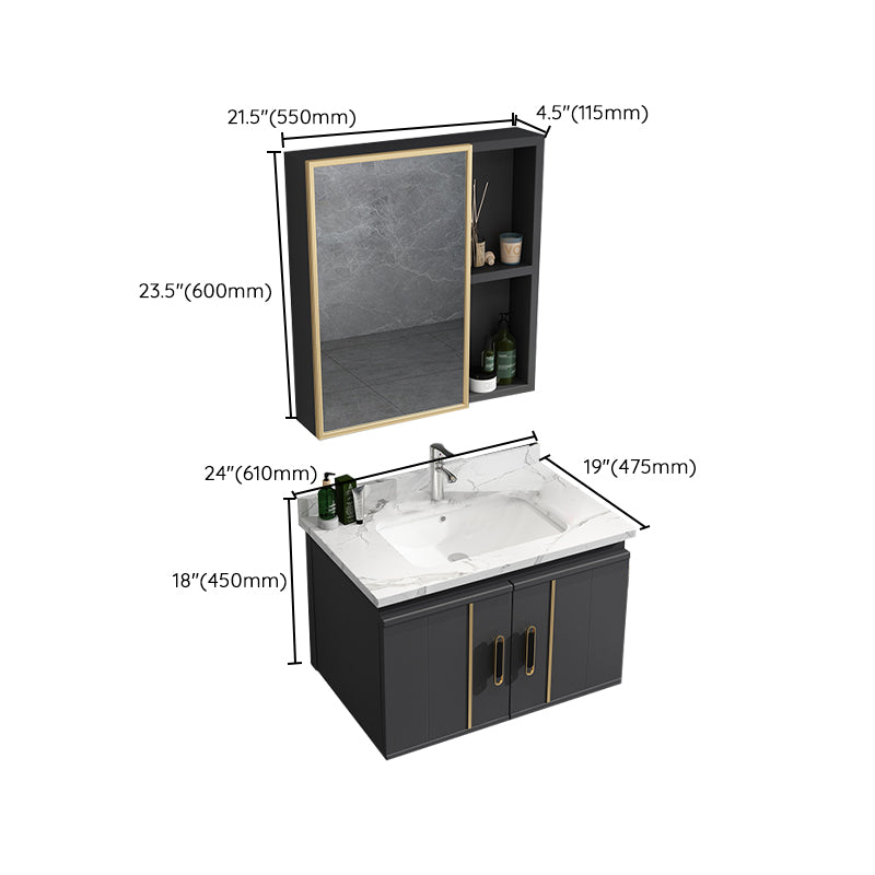 Modern Bathroom Vanity Set Wall Mount Bathroom Sink Vanity with Mirror Clearhalo 'Bathroom Remodel & Bathroom Fixtures' 'Bathroom Vanities' 'bathroom_vanities' 'Home Improvement' 'home_improvement' 'home_improvement_bathroom_vanities' 7347506