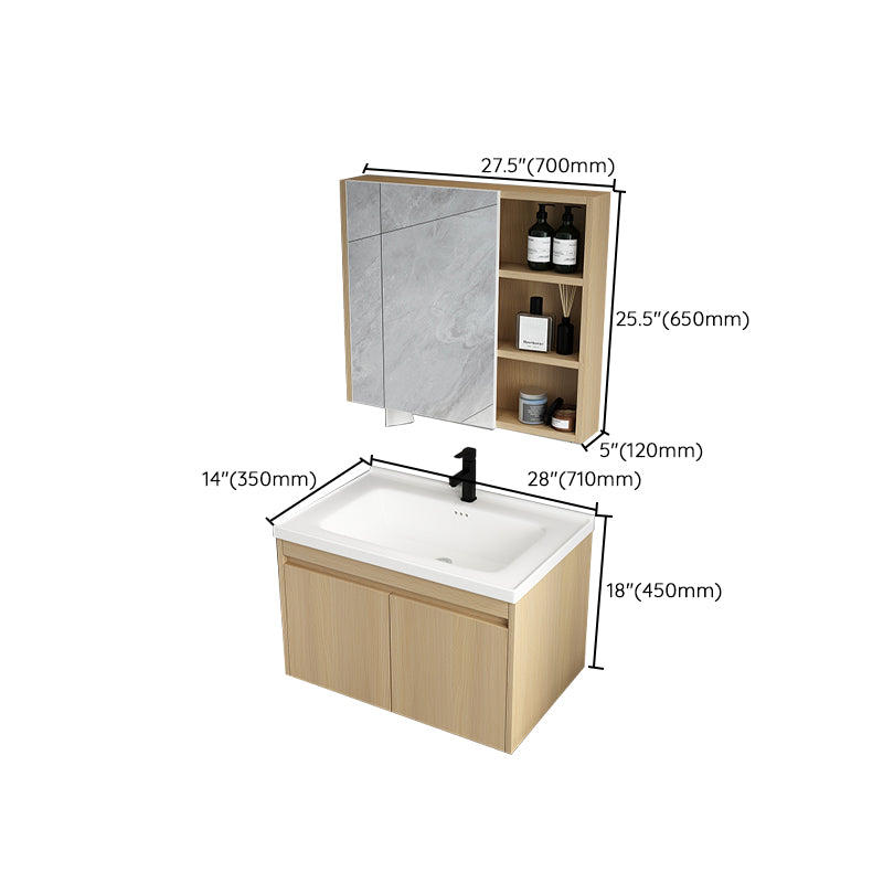 Mid Century Modern Bathroom Vanity Wall Mount Bathroom Sink Vanity with Mirror Clearhalo 'Bathroom Remodel & Bathroom Fixtures' 'Bathroom Vanities' 'bathroom_vanities' 'Home Improvement' 'home_improvement' 'home_improvement_bathroom_vanities' 7347539