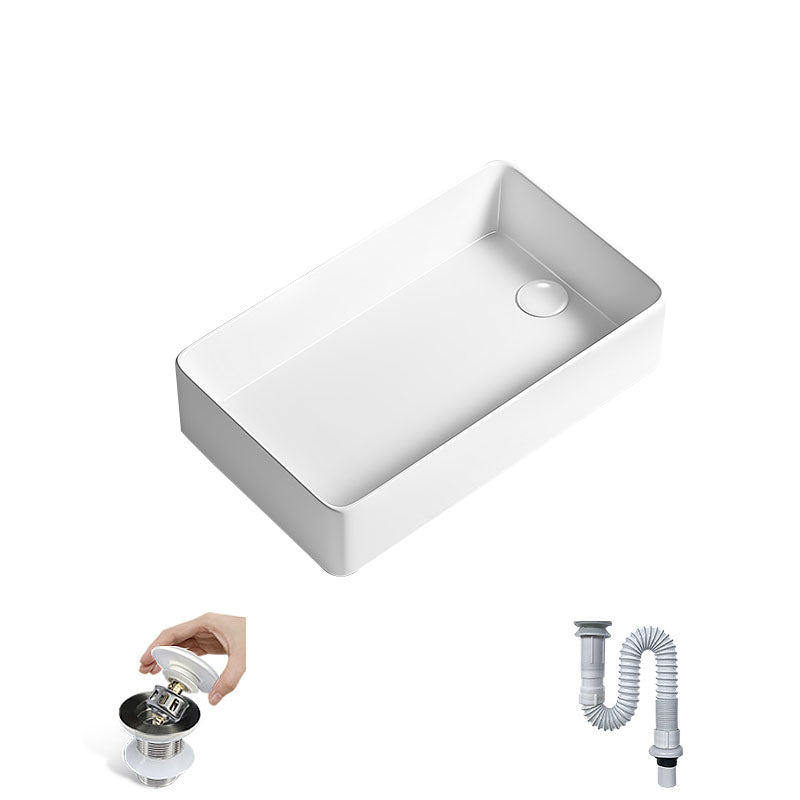 Traditional Vessel Bathroom Sink Porcelain with Pop-Up Drain Basin Sink 22"L x 14"W x 5"H Sink Clearhalo 'Bathroom Remodel & Bathroom Fixtures' 'Bathroom Sinks & Faucet Components' 'Bathroom Sinks' 'bathroom_sink' 'Home Improvement' 'home_improvement' 'home_improvement_bathroom_sink' 7347646