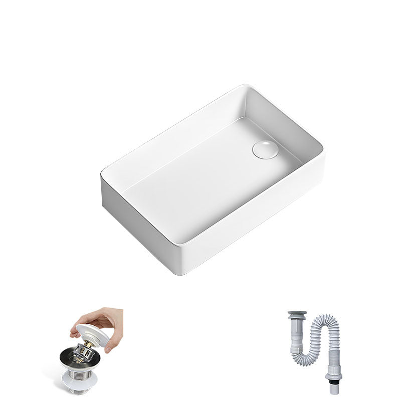 Traditional Vessel Bathroom Sink Porcelain with Pop-Up Drain Basin Sink 20"L x 13"W x 5"H Sink Clearhalo 'Bathroom Remodel & Bathroom Fixtures' 'Bathroom Sinks & Faucet Components' 'Bathroom Sinks' 'bathroom_sink' 'Home Improvement' 'home_improvement' 'home_improvement_bathroom_sink' 7347651