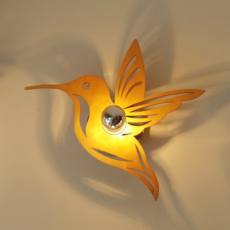 Contemporary Bird Shaped Sconce Light Wood 1 Bulb Bedside Wall Mount Lamp in Beige Clearhalo 'Modern wall lights' 'Modern' 'Wall Lamps & Sconces' 'Wall Lights' Lighting' 734781