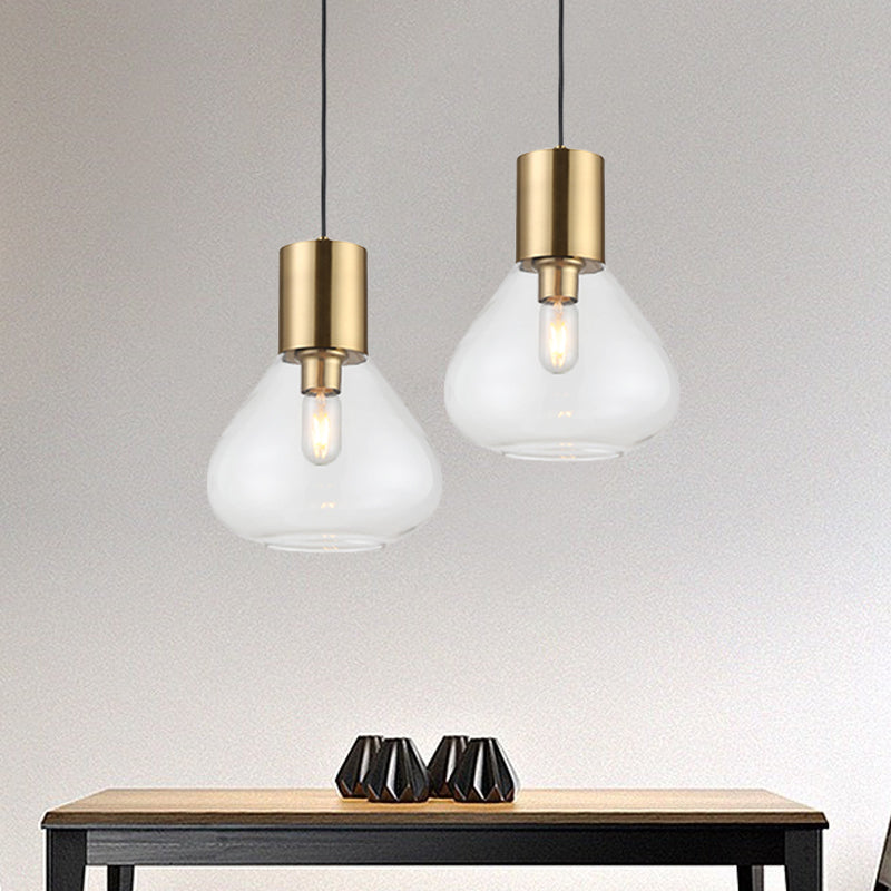 Clear Glass Urn Hanging Lighting Modern 1 Head Gold Finish Ceiling Pendant Lamp over Dining Table Clearhalo 'Ceiling Lights' 'Glass shade' 'Glass' 'Modern Pendants' 'Modern' 'Pendant Lights' 'Pendants' Lighting' 734785