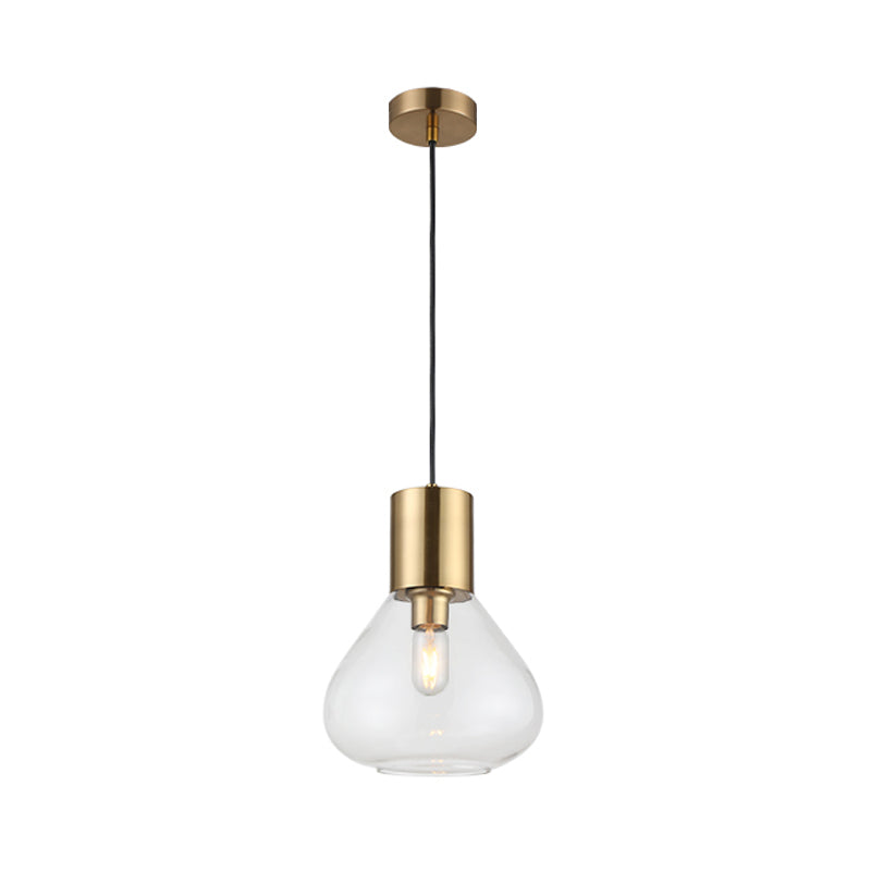 Clear Glass Urn Hanging Lighting Modern 1 Head Gold Finish Ceiling Pendant Lamp over Dining Table Clearhalo 'Ceiling Lights' 'Glass shade' 'Glass' 'Modern Pendants' 'Modern' 'Pendant Lights' 'Pendants' Lighting' 734786