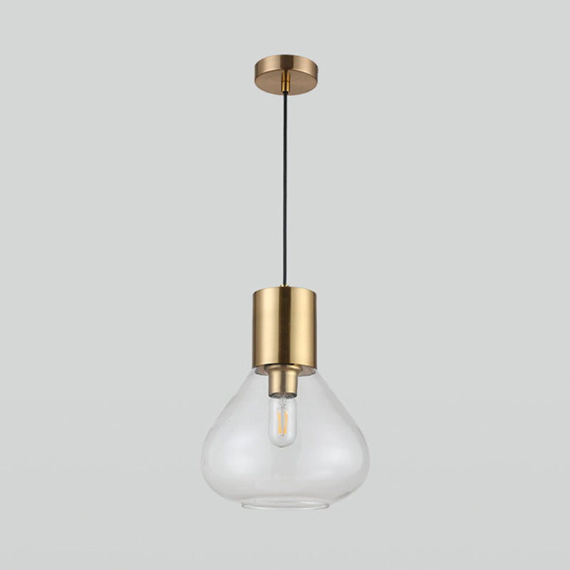 Clear Glass Urn Hanging Lighting Modern 1 Head Gold Finish Ceiling Pendant Lamp over Dining Table Clearhalo 'Ceiling Lights' 'Glass shade' 'Glass' 'Modern Pendants' 'Modern' 'Pendant Lights' 'Pendants' Lighting' 734787