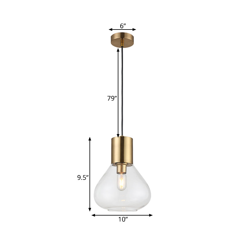 Clear Glass Urn Hanging Lighting Modern 1 Head Gold Finish Ceiling Pendant Lamp over Dining Table Clearhalo 'Ceiling Lights' 'Glass shade' 'Glass' 'Modern Pendants' 'Modern' 'Pendant Lights' 'Pendants' Lighting' 734788