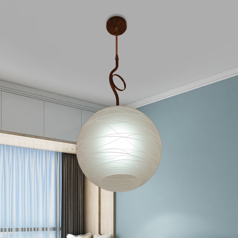 Global Hanging Light Kit Modern Textured White Glass 1 Bulb Bedroom Ceiling Pendant Lamp White Clearhalo 'Ceiling Lights' 'Glass shade' 'Glass' 'Modern Pendants' 'Modern' 'Pendant Lights' 'Pendants' Lighting' 734814