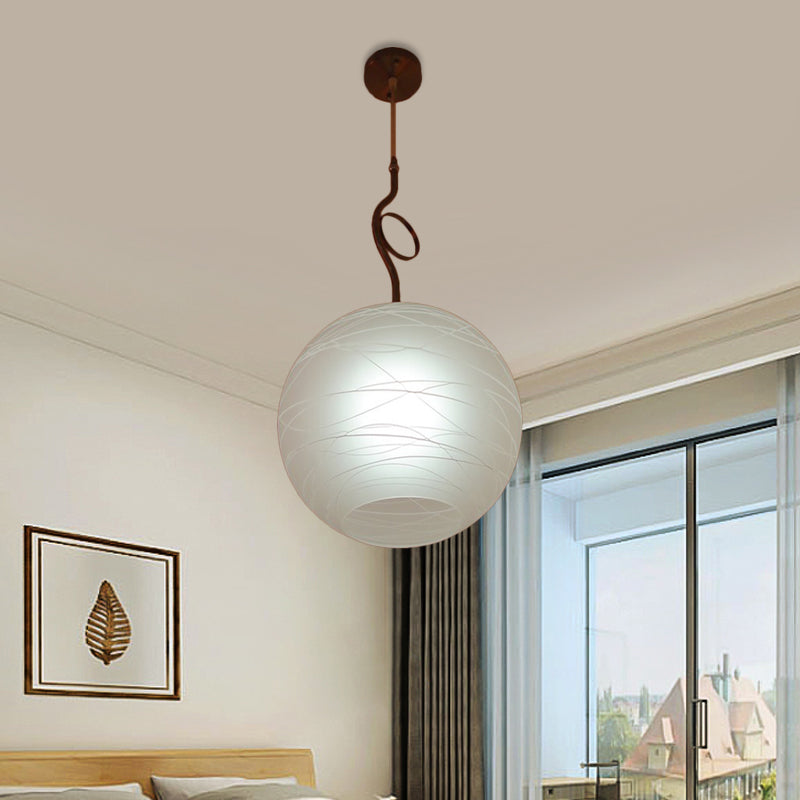 Global Hanging Light Kit Modern Textured White Glass 1 Bulb Bedroom Ceiling Pendant Lamp Clearhalo 'Ceiling Lights' 'Glass shade' 'Glass' 'Modern Pendants' 'Modern' 'Pendant Lights' 'Pendants' Lighting' 734815