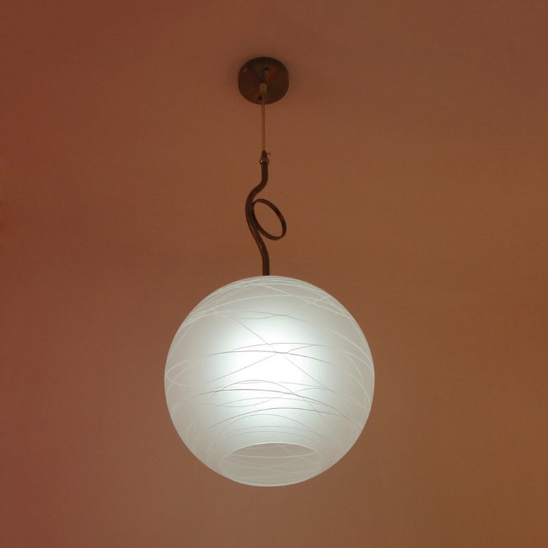 Global Hanging Light Kit Modern Textured White Glass 1 Bulb Bedroom Ceiling Pendant Lamp Clearhalo 'Ceiling Lights' 'Glass shade' 'Glass' 'Modern Pendants' 'Modern' 'Pendant Lights' 'Pendants' Lighting' 734817