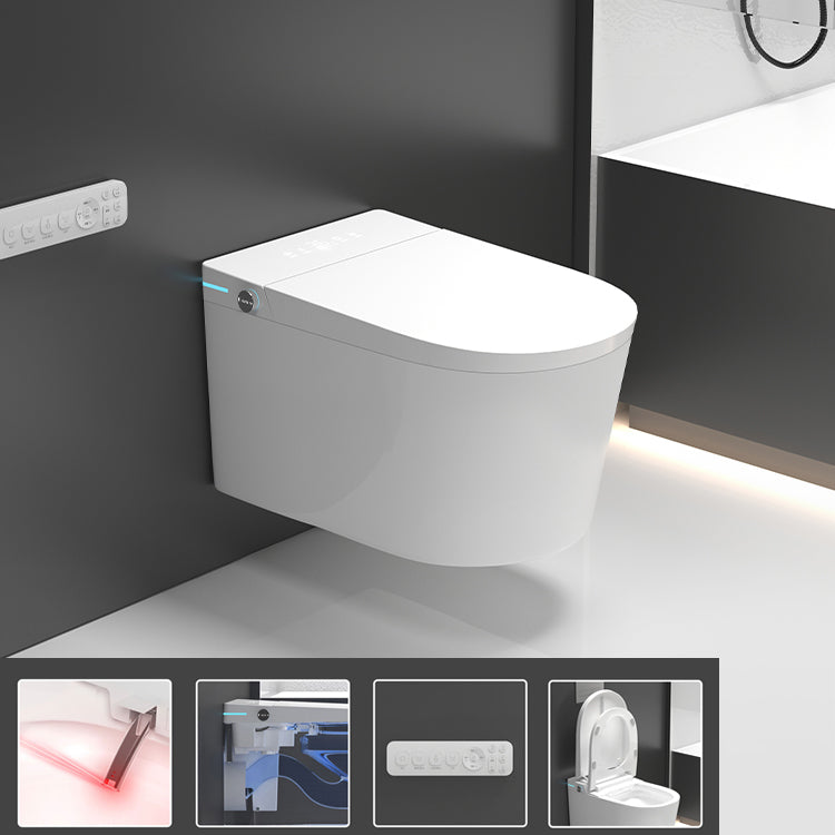 Elongated Wall Mounted Bidet Foot Sensor Wall Hung Toilet Set Automatic Flap & Ultraviolet Sterilization Toilet & Tanker Clearhalo 'Bathroom Remodel & Bathroom Fixtures' 'Bidets' 'Home Improvement' 'home_improvement' 'home_improvement_bidets' 'Toilets & Bidets' 7348205