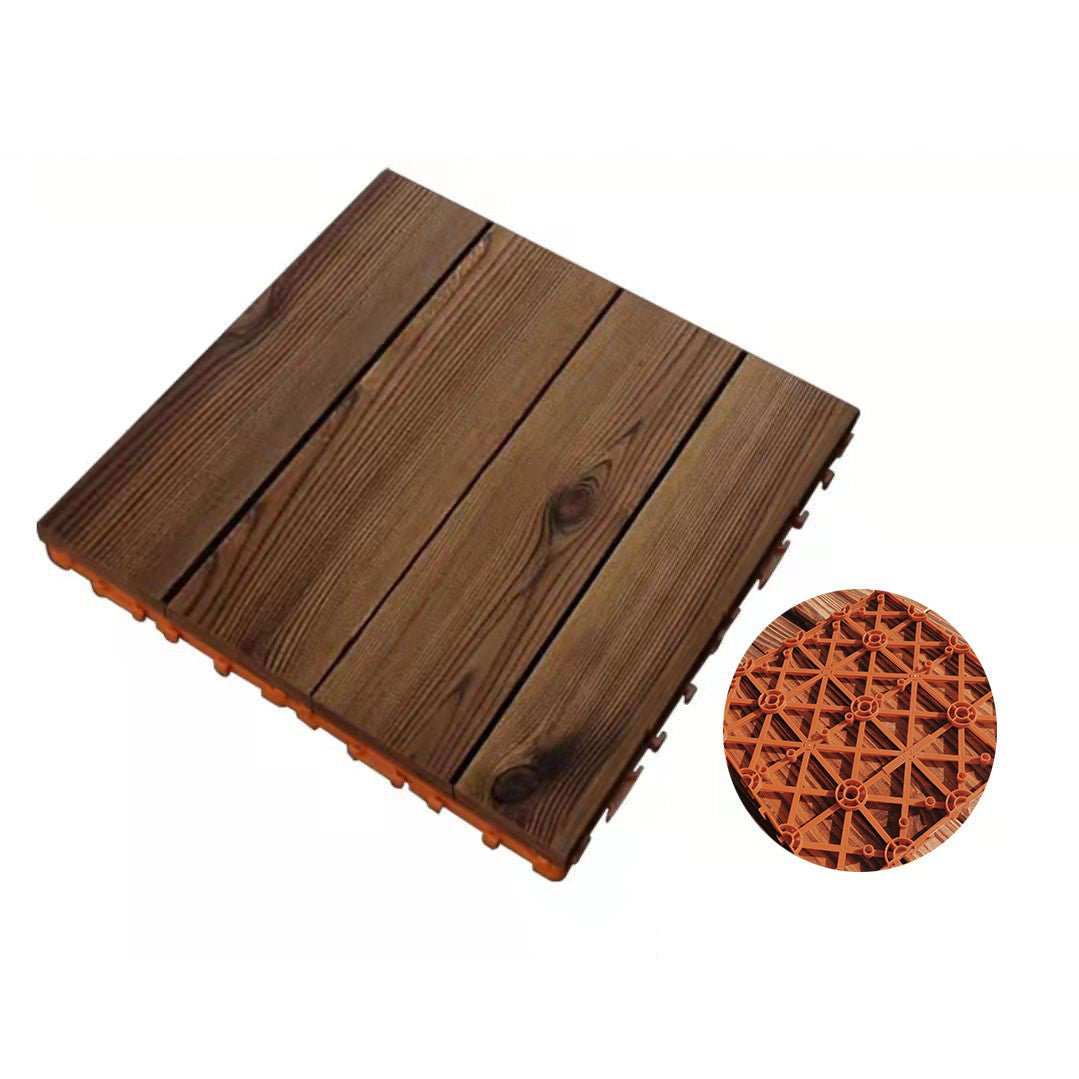 Wood Deck/Patio Flooring Tiles Snapping Installation Floor Board Tiles Brown Straight Grain Clearhalo 'Home Improvement' 'home_improvement' 'home_improvement_outdoor_deck_tiles_planks' 'Outdoor Deck Tiles & Planks' 'Outdoor Flooring & Tile' 'Outdoor Remodel' 'outdoor_deck_tiles_planks' 7348639