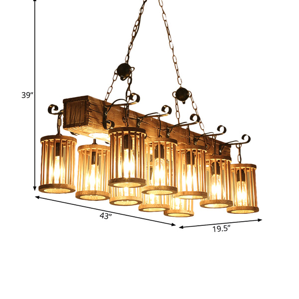 Cilindro Isola in legno Farmiola leggera 10 teste Ristorante lampada  sospesa con trave lineare - Clearhalo