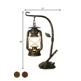 Brass/Copper Kerosene Table Light Warehouse Opal Glass 1 Light Bedroom Desk Lighting with Metal Base Clearhalo 'Lamps' 'Table Lamps' Lighting' 735062