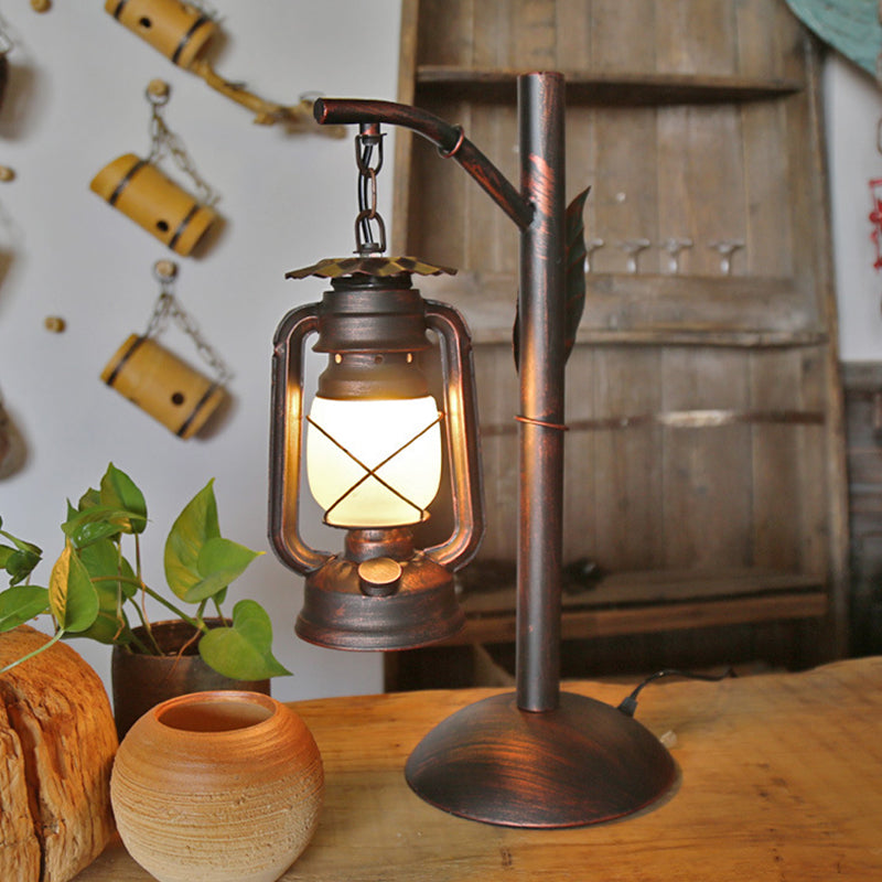 Rustic Lantern Light Electric Lantern Table Lamp ANTIQUED COPPER