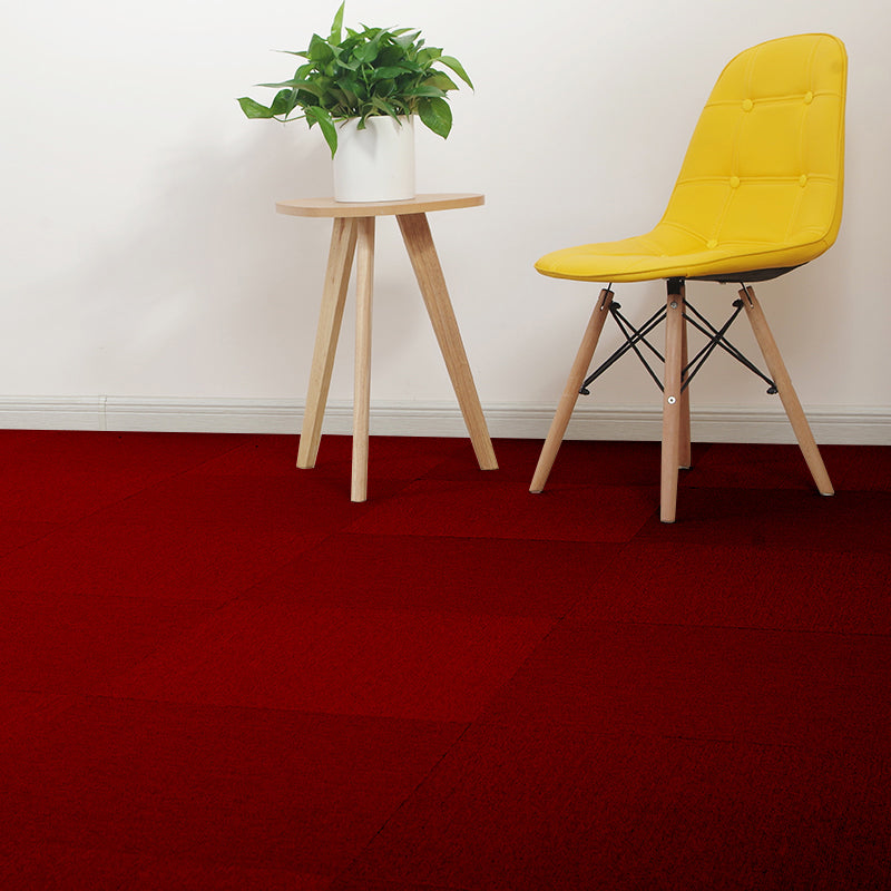 Modern Carpet Tile Level Loop Self Adhesive Fire Resistant Carpet Tiles Red 60-Piece Set Asphalt Clearhalo 'Carpet Tiles & Carpet Squares' 'carpet_tiles_carpet_squares' 'Flooring 'Home Improvement' 'home_improvement' 'home_improvement_carpet_tiles_carpet_squares' Walls and Ceiling' 7351610