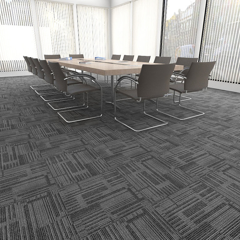 Modern Carpet Tile Level Loop Self Adhesive Fire Resistant Carpet Tiles Dark Heather Gray-Black 60-Piece Set Clearhalo 'Carpet Tiles & Carpet Squares' 'carpet_tiles_carpet_squares' 'Flooring 'Home Improvement' 'home_improvement' 'home_improvement_carpet_tiles_carpet_squares' Walls and Ceiling' 7351625