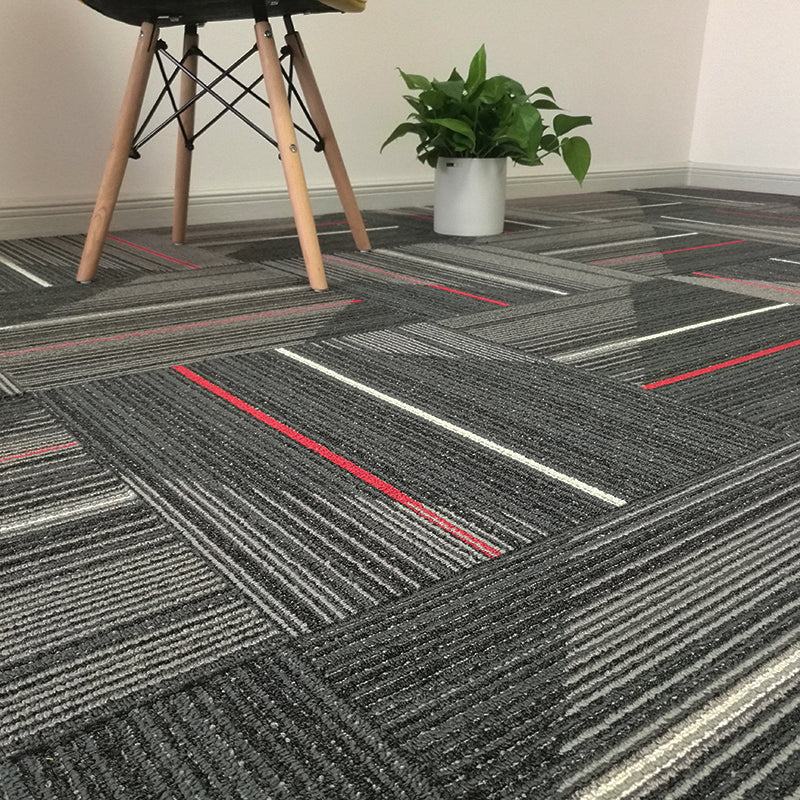 Modern Carpet Tile Level Loop Self Adhesive Fire Resistant Carpet Tiles Ligth Gray-Red 60-Piece Set Asphalt Clearhalo 'Carpet Tiles & Carpet Squares' 'carpet_tiles_carpet_squares' 'Flooring 'Home Improvement' 'home_improvement' 'home_improvement_carpet_tiles_carpet_squares' Walls and Ceiling' 7351638