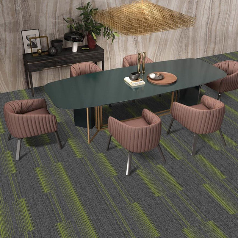 Modern Carpet Tile Level Loop Self Adhesive Fire Resistant Carpet Tiles Grey/ Green 60-Piece Set Asphalt Clearhalo 'Carpet Tiles & Carpet Squares' 'carpet_tiles_carpet_squares' 'Flooring 'Home Improvement' 'home_improvement' 'home_improvement_carpet_tiles_carpet_squares' Walls and Ceiling' 7351655