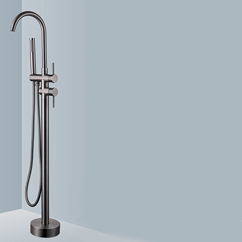 Contemporary Bathroom Faucet Floor Mounted Copper One Handle Freestanding Bathtub Faucet Clearhalo 'Bathroom Remodel & Bathroom Fixtures' 'Bathtub Faucets' 'bathtub_faucets' 'Home Improvement' 'home_improvement' 'home_improvement_bathtub_faucets' 7351734