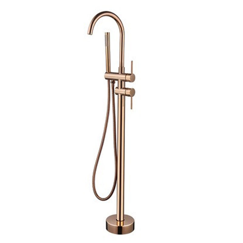 Contemporary Bathroom Faucet Floor Mounted Copper One Handle Freestanding Bathtub Faucet Rose Gold Clearhalo 'Bathroom Remodel & Bathroom Fixtures' 'Bathtub Faucets' 'bathtub_faucets' 'Home Improvement' 'home_improvement' 'home_improvement_bathtub_faucets' 7351743