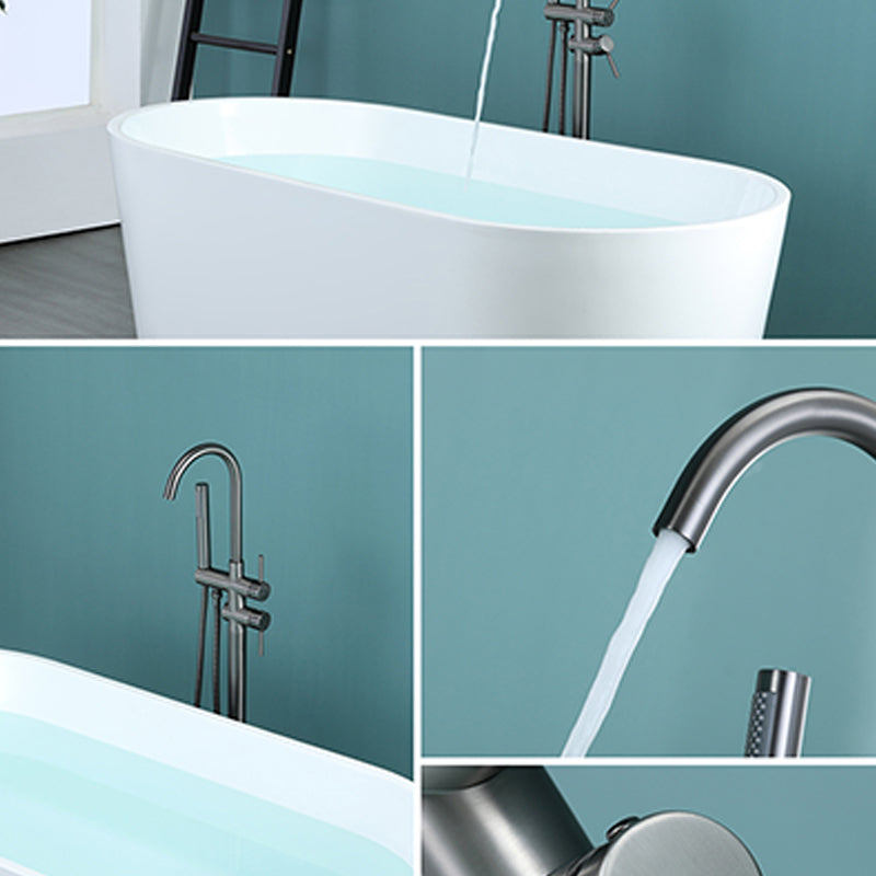 Contemporary Bathroom Faucet Floor Mounted Copper One Handle Freestanding Bathtub Faucet Clearhalo 'Bathroom Remodel & Bathroom Fixtures' 'Bathtub Faucets' 'bathtub_faucets' 'Home Improvement' 'home_improvement' 'home_improvement_bathtub_faucets' 7351744