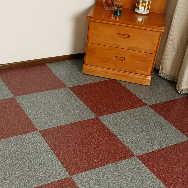 Modern Fabric Look Plastic Floor Water Resistant Square Edge Floor Tiles Brick Red 53.8 sq ft. - 25 Pieces Clearhalo 'Flooring 'Home Improvement' 'home_improvement' 'home_improvement_vinyl_flooring' 'Vinyl Flooring' 'vinyl_flooring' Walls and Ceiling' 7351774