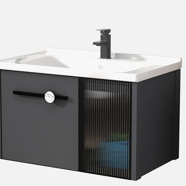 Rectangular Single Bathroom Vanity Modern Dark Gray Metal Base Vanity Set Clearhalo 'Bathroom Remodel & Bathroom Fixtures' 'Bathroom Vanities' 'bathroom_vanities' 'Home Improvement' 'home_improvement' 'home_improvement_bathroom_vanities' 7352207