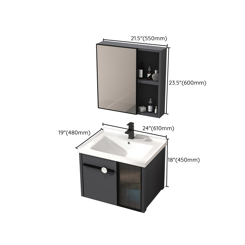 Rectangular Single Bathroom Vanity Modern Dark Gray Metal Base Vanity Set Clearhalo 'Bathroom Remodel & Bathroom Fixtures' 'Bathroom Vanities' 'bathroom_vanities' 'Home Improvement' 'home_improvement' 'home_improvement_bathroom_vanities' 7352220