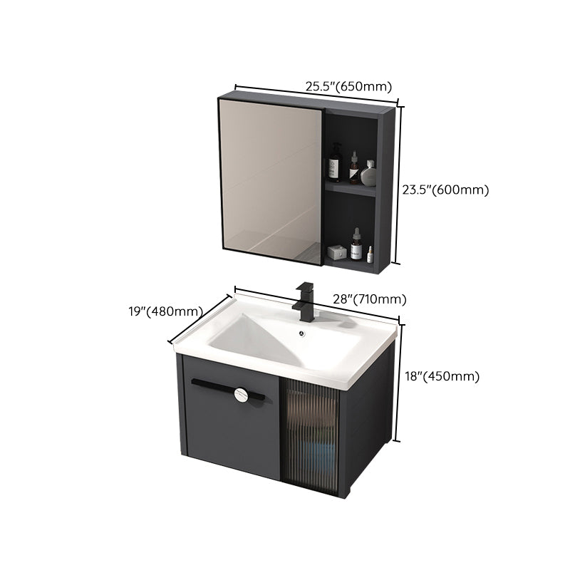 Rectangular Single Bathroom Vanity Modern Dark Gray Metal Base Vanity Set Clearhalo 'Bathroom Remodel & Bathroom Fixtures' 'Bathroom Vanities' 'bathroom_vanities' 'Home Improvement' 'home_improvement' 'home_improvement_bathroom_vanities' 7352222